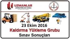 23 Ekim 2016 Forklift, Mobil Vinç, Tavan Vinci ve Personel ve Yük Yükseltici Belgesi Sınav Sonuçları 23 Ekim 2016 Forklift, Mobil Vinç, Tavan Vinci ve Personel ve Yük Yükseltici Belgesi Sınav Sonuçları